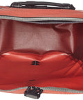 Interior view of Trail Ready Rear Rack Pannier Duo Set 20 Liter Waterproof Roll Top Cordura With Reflective Trim, Signal Red, open top