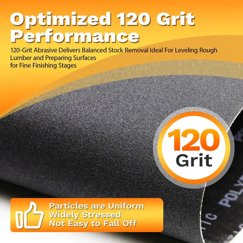 Close-up of a 120 Grit Silicone Carbide Drum Sander Belt 16-1/4 X 43-1/2 Inches emphasizing optimized performance and uniform particles.