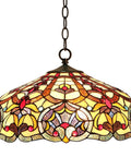 Sadie 18 Inch Tiffany Style Victorian Two Light Glass Pendant Ceiling Fixture With Beaded Glass Shade in stained glass view