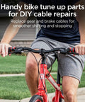 Person using bike with Bike Cable Tune Up Kit With Replacement Brake And Derailleur Cables, DIY Shifting And Braking Upgrade