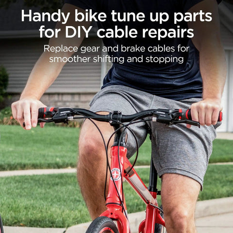Person using bike with Bike Cable Tune Up Kit With Replacement Brake And Derailleur Cables, DIY Shifting And Braking Upgrade