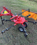 All In One Hay Baler And Rake Tedder Disc Mower Combo HB3120 HT100 DM6 shown on grassy field