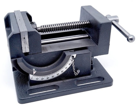 4 Inch Angle Drill Press Vise With 0 To 90 Degree Tilting Beefy Heavy Duty Cast Iron Build Powder Coated Black Finish