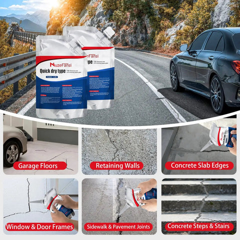 8-pack fast curing concrete crack filler sealant waterproof caulk for driveways, sidewalks, walls, foundations, flexible and weather resistant cement repair.