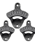 Vintage Cast Iron Beer Bottle Opener Wall Mounted Screw Post Set With Antique Aged Silver Finish Heavy Duty Rustic Hardware