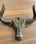 Indoor Outdoor Heavy Duty Cast Iron Wall Hooks Two Pack No Hassle Vintage Beard Design Super Secure Multi Purpose Coat Rack decorative bull head hook.