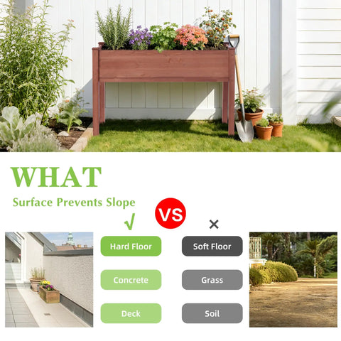Heavy Duty Raised Garden Bed With Thick 2.4 Inch Leg Stand 48 By 24 By 30 Inches Outdoor Wood Elevated Planter Box With Liner