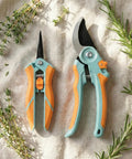 2 Pack Garden Pruning Shears And Precision Scissors Set with 8 Inch Bypass Pruner and 6.25 Inch Garden Clippers on fabric