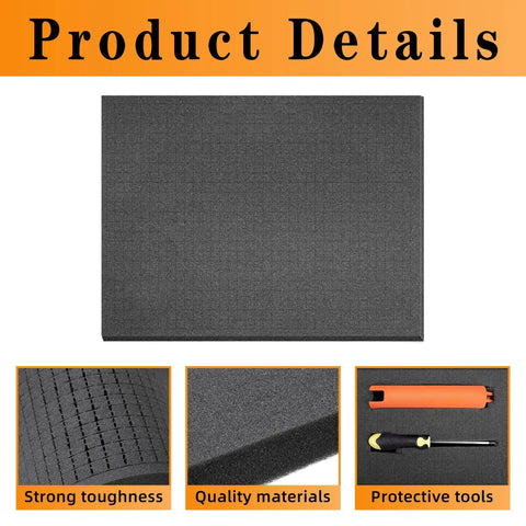 8-Piece Pick And Pluck Foam Insert Set For Board Game Boxes And Storage Drawers, Two Thickness Options 0.8 Inch And 0.4 Inch, 12 By 12 Inch, Pre-Cut Grids For Easy Customization, Black Foam