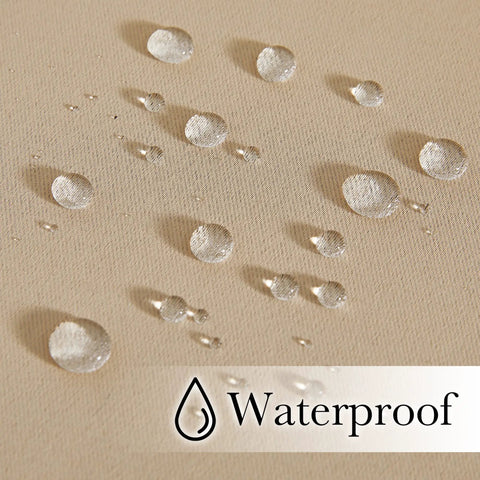 Water droplets on Biscotti Beige fabric demonstrating Two Panels Outdoor Patio Curtains Waterproof And Windproof Thermal Insulated