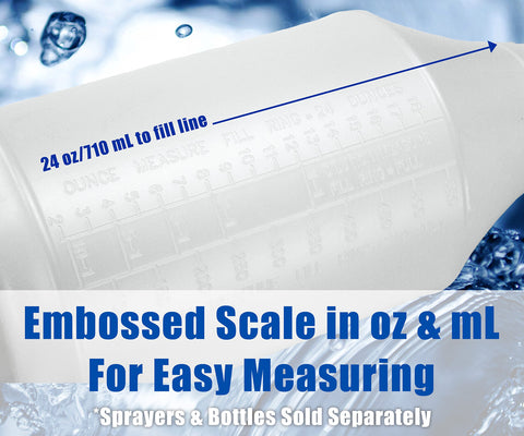 Built Tough Chemical Resistant Spray Bottles 24 Oz Four Pack With Embossed Measurement Scale leakproof with clear measurement scale for easy use.