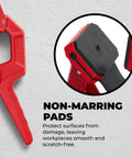 Close-up of Edge Band Spring Clamp Set Of Four For Woodworking And Home Improvement Projects Handy Adjustable Band Clamps