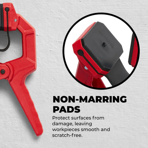 Close-up of Edge Band Spring Clamp Set Of Four For Woodworking And Home Improvement Projects Handy Adjustable Band Clamps