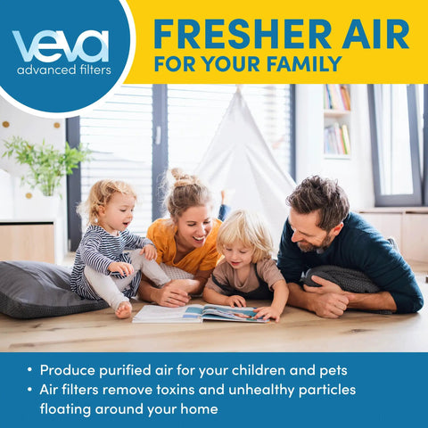 Family with two children using Premium Replacement Filters For Elite Pro Series Air Purifiers Pack Includes Two True Hepa Filters And Eight Activated Carbon Pre Filters That Knock Out Allergens Smoke Dust Pet Dander And Tough Odors Ideal For Homes With Pets Or Smokers.