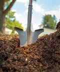 Beast Of A Compact Steel Garden Spade With Serrated Blade And Inverted V Tip For Root Removal digging in soil