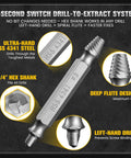 Screw from 6-Piece Damaged Screw Extractor Set With Left Hand Drill Bits 0 Through 4 And Spiral Flute Extractors For Removing Broken Stripped Rusted Bolts In Metal Wood And Auto Projects A Killer Gift For Gear Heads