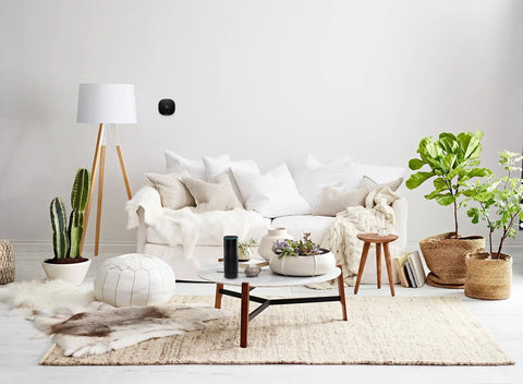 Smart living room with 3 Lite Wi Fi Thermostat With Alexa Voice Control for hands free comfort, no fuss 30 minute install on wall