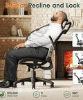 Man reclining in Ergonomic Office Chair With High Back And Headrest, Flip Up Armrests, 90 To 120 Degree Tilt Lock, Black Task Chair
