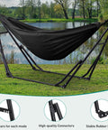 2 In 1 Hammock And Swing Chair With Foldable Stand Dope Portable Camping Gear For Outdoors by a lakeside