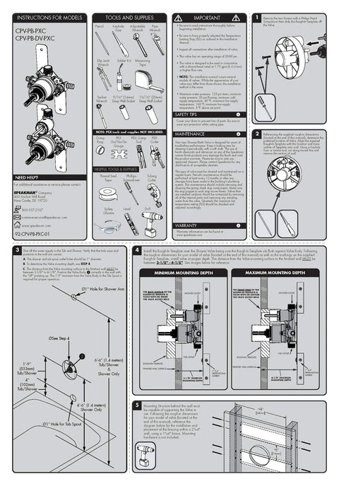 Installation guide for Sentinel Mark II Pressure Balancing Diverter Shower Valve with Crimp Inlet Connections