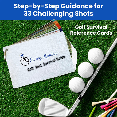 Golf Reference Cards For On Course Mastery Cheat Sheet For 33 Of Golf Hardest Shots Waterproof PVC With Sturdy Carabiner