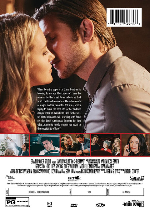 Feel Good Country Christmas Romance With A Rising Country Music Star And A Single Mom DVD cover, back view with couple