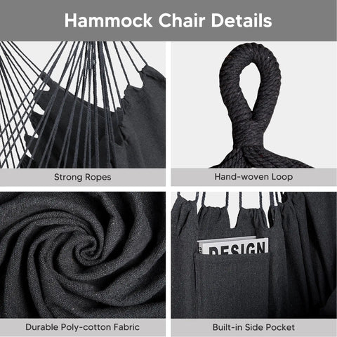 Close-up details of 2 In 1 Hammock Chair With Stand For Relaxation Heavy Duty 475 Lbs Capacity Convertible Two Person Hammock Set