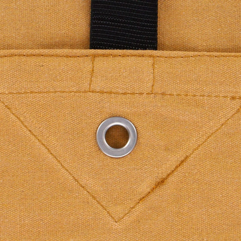 Close-up of Heavy Duty 18 Oz Canvas Tarp Waterproof UV Resistant With Rustproof Grommets, showing the tan material and grommet detail.
