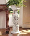 Chatsworth Manor Neoclassical Urn Pedestal Plant Stand Hand Cast Stone Resin With Faux Stone Finish in elegant indoor setting