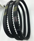 Close-up of 3 Piece Kevlar Go Kart Torque Converter Belt Set 725 Drive Belts for 30 Series Asymmetrical Three Quarter Inch Wide