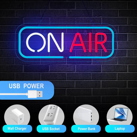 On Air Neon Sign LED Night Light USB Powered Wall Decor For Home Bar Club Pub Garage Party Vibe Dope Neon Lamp In Blue White Red Colors 40x15 Cm 16x6 Inch