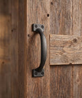 4 inch curved door pull handle on rustic wooden door, part of 12 Pack 4 Inch Curved Door Pull Handles For Outdoor Warehouse Garage Shed Closet And Cabinet