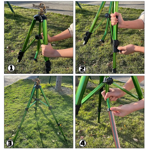 Beefy Impact Sprinkler Head On Tripod Base For Lawn Irrigation, Heavy Duty 360 Degree Coverage With Metal Nozzle, 2 Pack