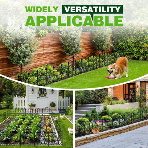 Arch Shaped Decorative Garden Fence Set 24 Inch Tall Ten Pack Metal Border Panels Black No Dig Fence for Landscape Patio Yard Outdoor Garden Fencing Border 10.83 Feet Total