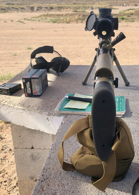 Rear Squeeze Shooting Bag For Long Range Rests And Barricade Support PRS Style Precision Medium on shooting range table.