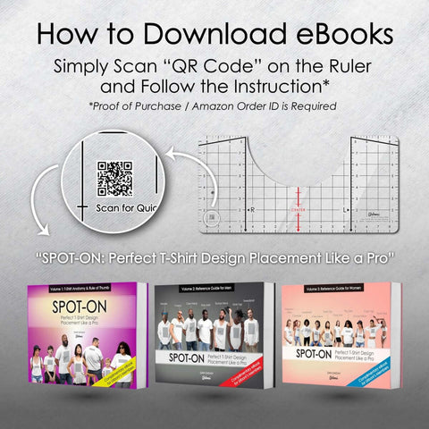 Image showing XL Size T Shirt Ruler Guide For Perfect Vinyl Alignment And Center Design Placement with accompanying eBook covers.