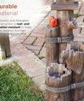3 Tier Outdoor Birdhouse Water Fountain With Cardinal Accent, rustic brown, polyresin and fiberglass, garden decor