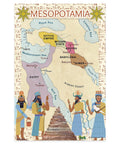 Six Poster Set Of Ancient Civilizations For Social Studies Classrooms, Mesopotamia map with historical regions and figures, 12x18 inch