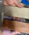 Hands holding Diamond Lapping Plate 220 Grit for Flattening Waterstones and Sharpening Blades Ultra Flat to Under 0.0005 Inches Made in USA