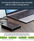 Dual Slot M.2 Sata Raid Enclosure Usb 3.1 10Gbps External Drive Holder For 2230 2242 2260 2280 Modules next to a laptop.