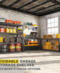 40 Inch Wide Heavy Duty Garage Shelving Unit With Wire Mesh Panels 560 Lb Per Shelf 2240 Lb Total Capacity Sturdy Steel Frame For Home Workshop And Small Biz Storage, black steel in garage