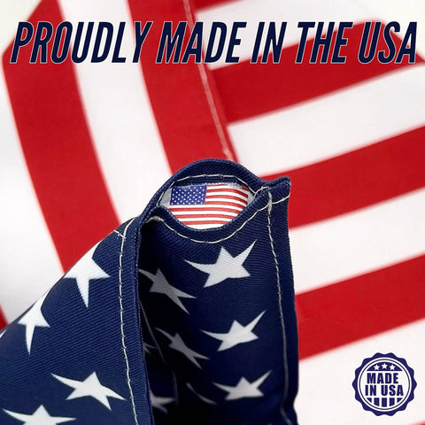 All American Fourth Of July Garden Flag Outdoor Decor Made In The USA Premium Poly Poplin Weather Resistant Double Sided Fade Resistant Patriotic Stars And Stripes Flag For Patio Lawn Yard with a close-up of flag corner detail