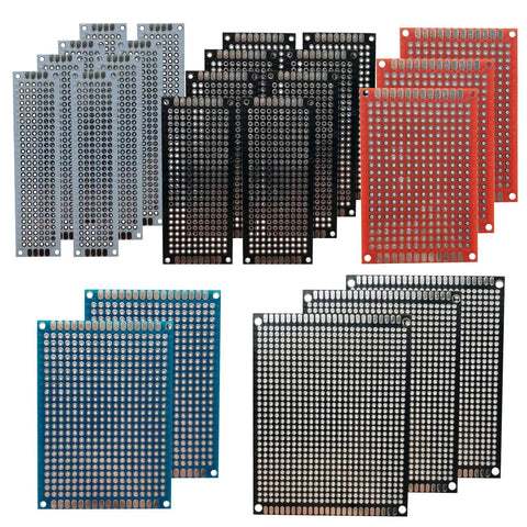 38-Piece Double-Sided PCB Board Prototype Kit With 5 Sizes And 4 Color Universal PCBs For DIY Soldering And Electronics Projects FR4 1.6mm Thick