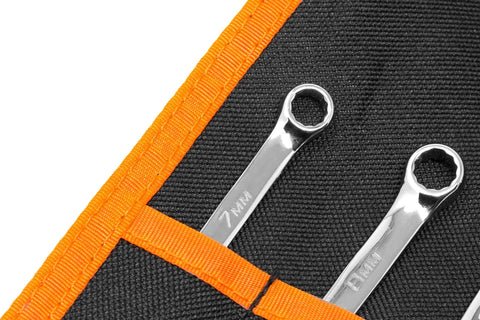 7mm wrench in 16 Piece Metric Combination Wrench Set With Roll Up Storage Pouch, Heat Treated Chrome Vanadium Steel