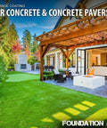 5 Gallon High Gloss Wet Look Solvent Based Acrylic Concrete Sealer and Paver Sealer on patio with outdoor seating and fire pit.