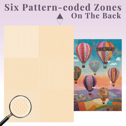 1000 Piece Jigsaw Puzzle For Adults Hot Air Balloon Scene Dope Colorful Home Wall Decor with pattern-coded zones on back