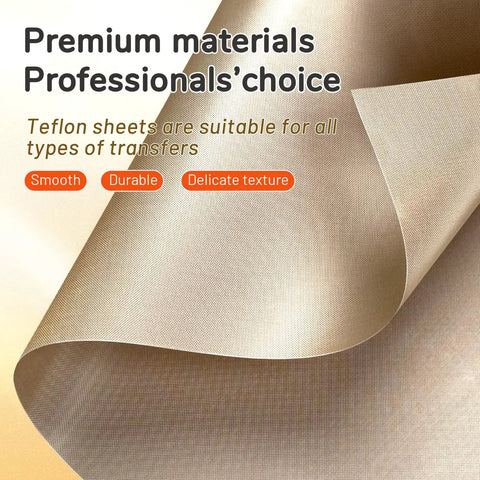 Close-up of 4 Pack PTFE Teflon Sheets 16x20 for Auto Heat Press showing smooth texture and premium materials for heat transfer.