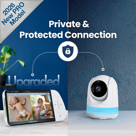 Full HD 5.5 Inch Split Screen Baby Monitor With Two Cameras Six Color Night Light White Noise Sound And Light Machine
