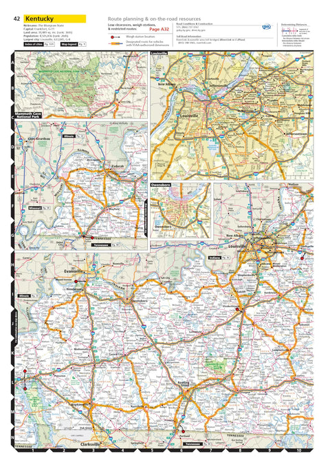 2026 Truckers Road Atlas For United States, Canada, And Mexico, The Ultimate Guide For Professional Drivers Featuring Up To Date Route Maps, Truck Stops, Weigh Stations, And Navigation Tips For Safer, Smoother Hauls. Kentucky map page