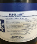 Heavy Duty Ice Melt Pellets 200 Pound Kit in 4x50 lb boxes label, Super Melt ice melter, safer for concrete and steel surfaces